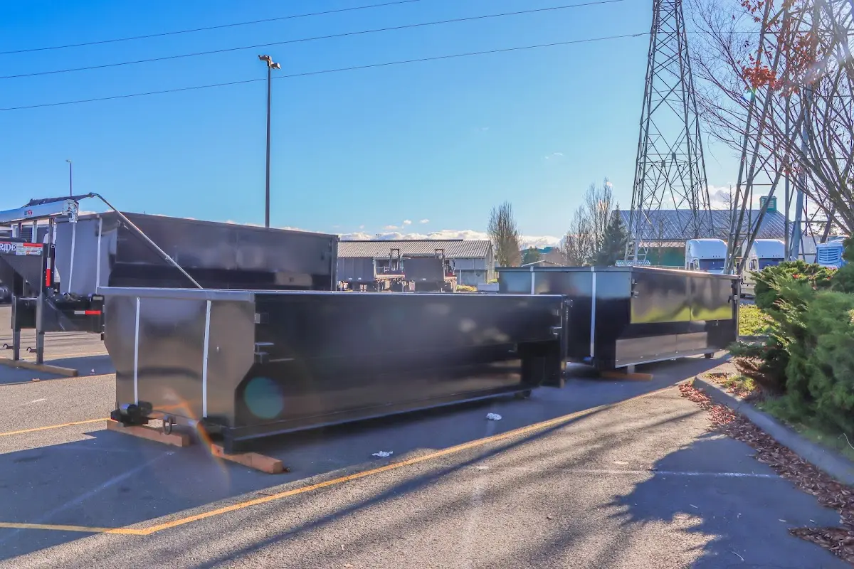 Roll-off dumpster ready for waste disposal at job site for Yard Waste Dumpster Rental in Mendota